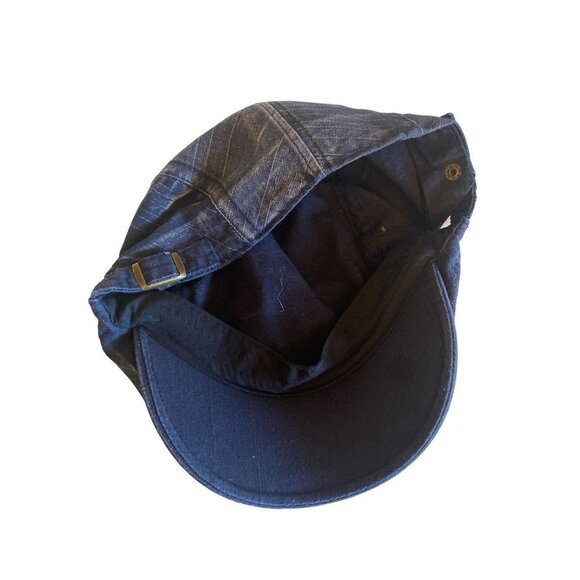Distressed Denim Blue Newsboy Cabbie Adjustable Cap Hat - Picture 4 of 6